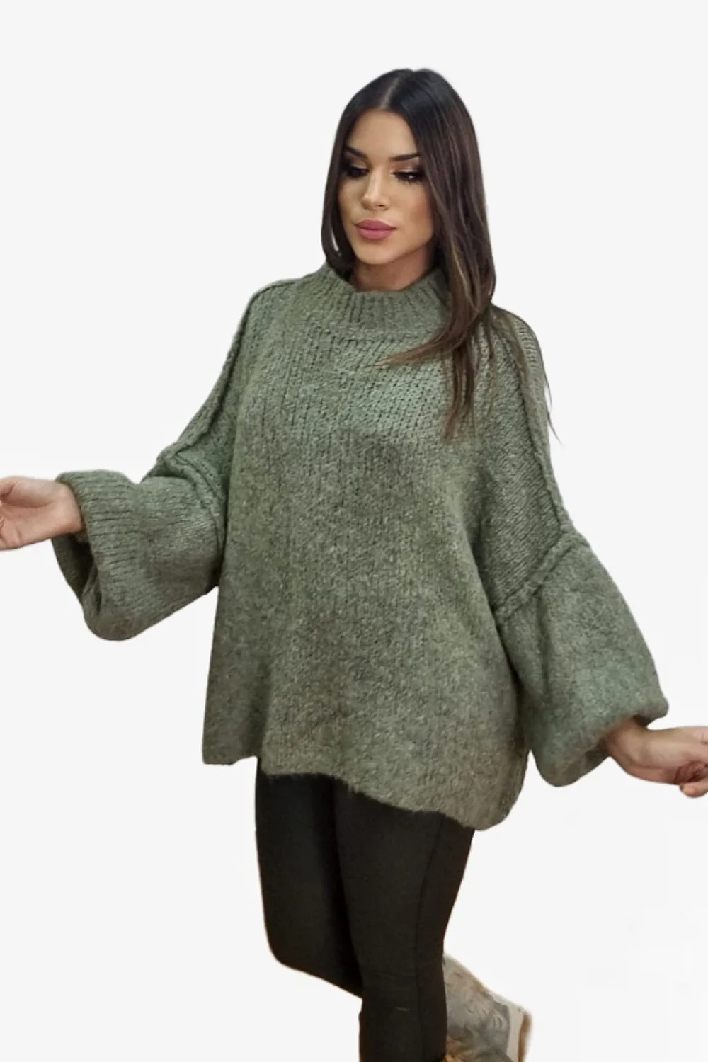 Jersey Punto Costuras Verde - Imagen 6