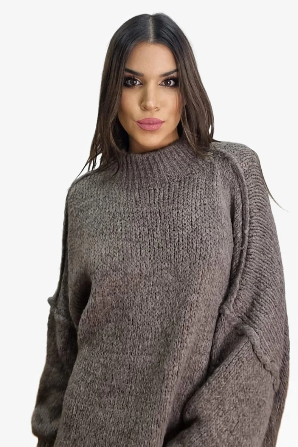 Jersey Punto Costuras Marrón - Imagen 6