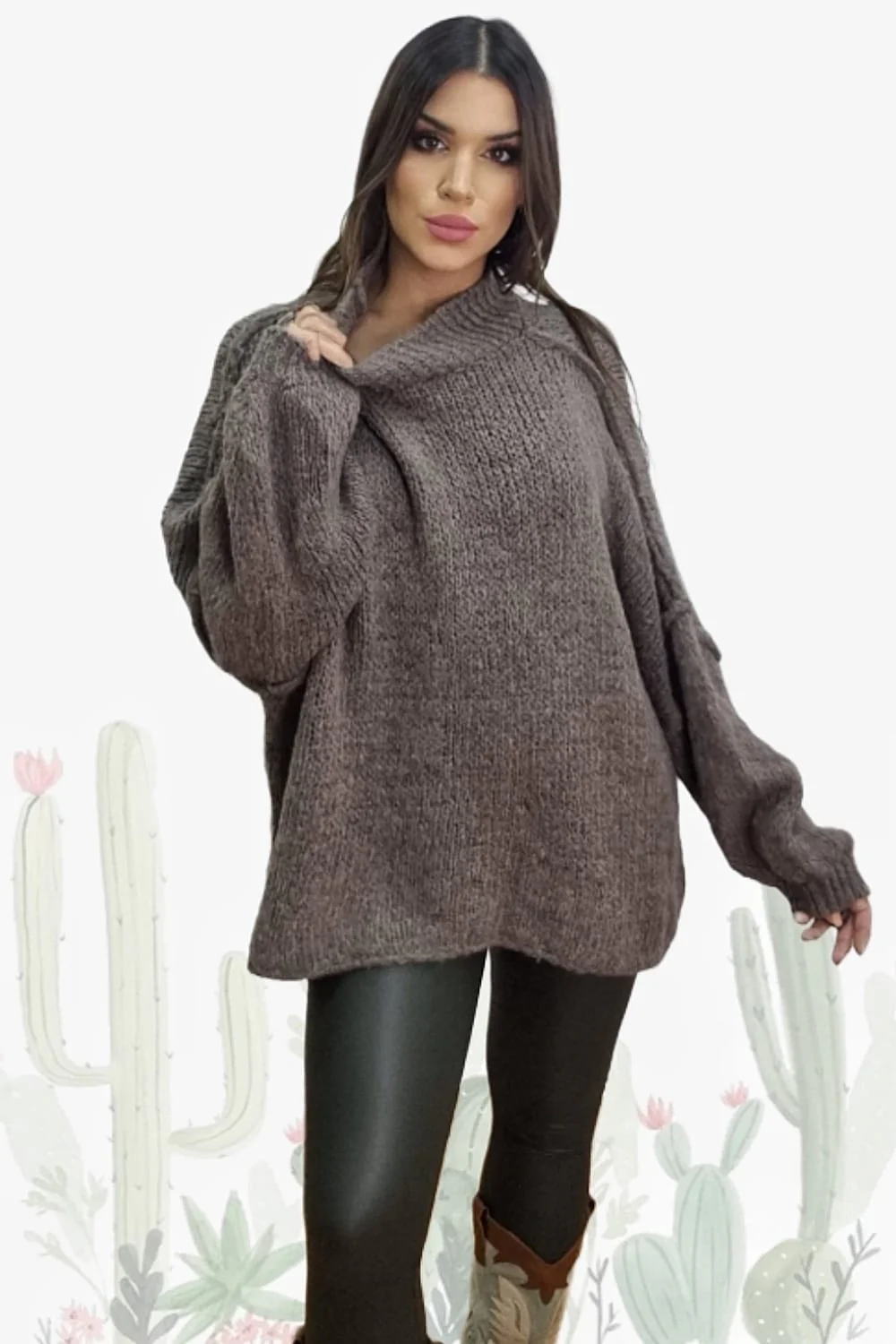 Jersey Punto Costuras Marrón - Imagen 5