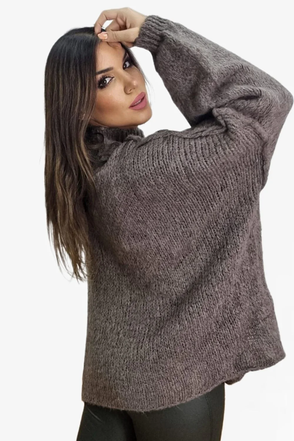 Jersey Punto Costuras Marrón - Imagen 4