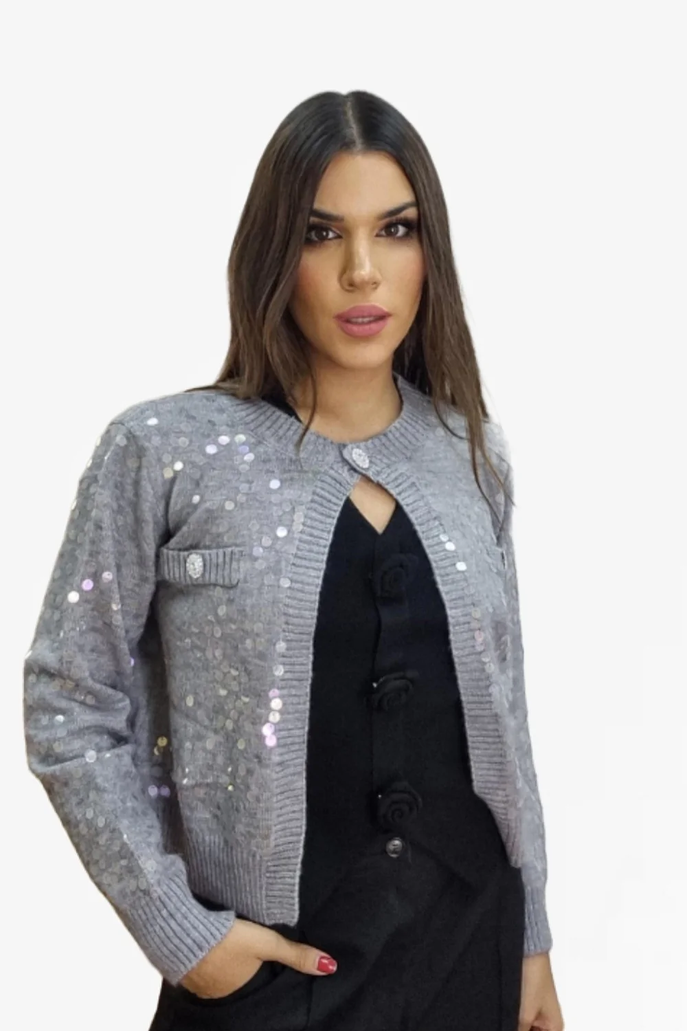 Chaqueta Lentejuela Gris - Imagen 7
