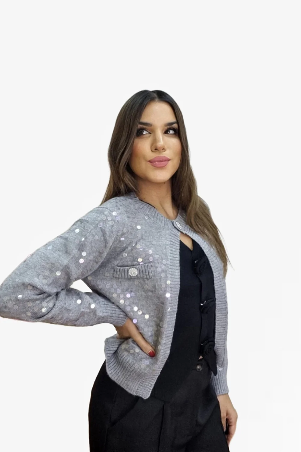 Chaqueta Lentejuela Gris - Imagen 5