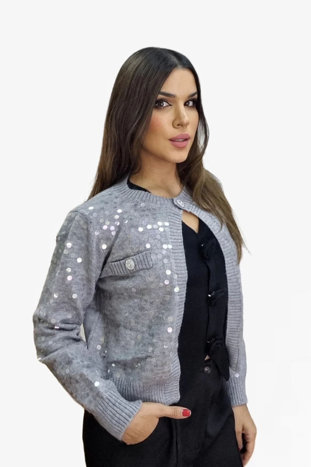 Chaqueta Lentejuela Gris - Imagen 4