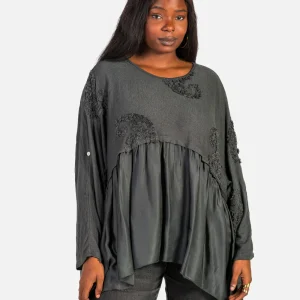 Jersey Combinado Punto Gasa Gris