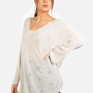 Jersey Corazon Calado Beige