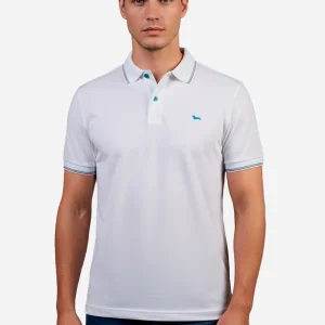 Camiseta Polo Blanca Líneas Verdes H&B