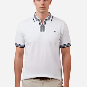 Camiseta Polo Hombre Blanca/Negro H&B