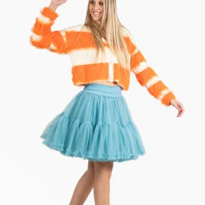 MINIFALDA TULL UNICA AZUL TURQUESA