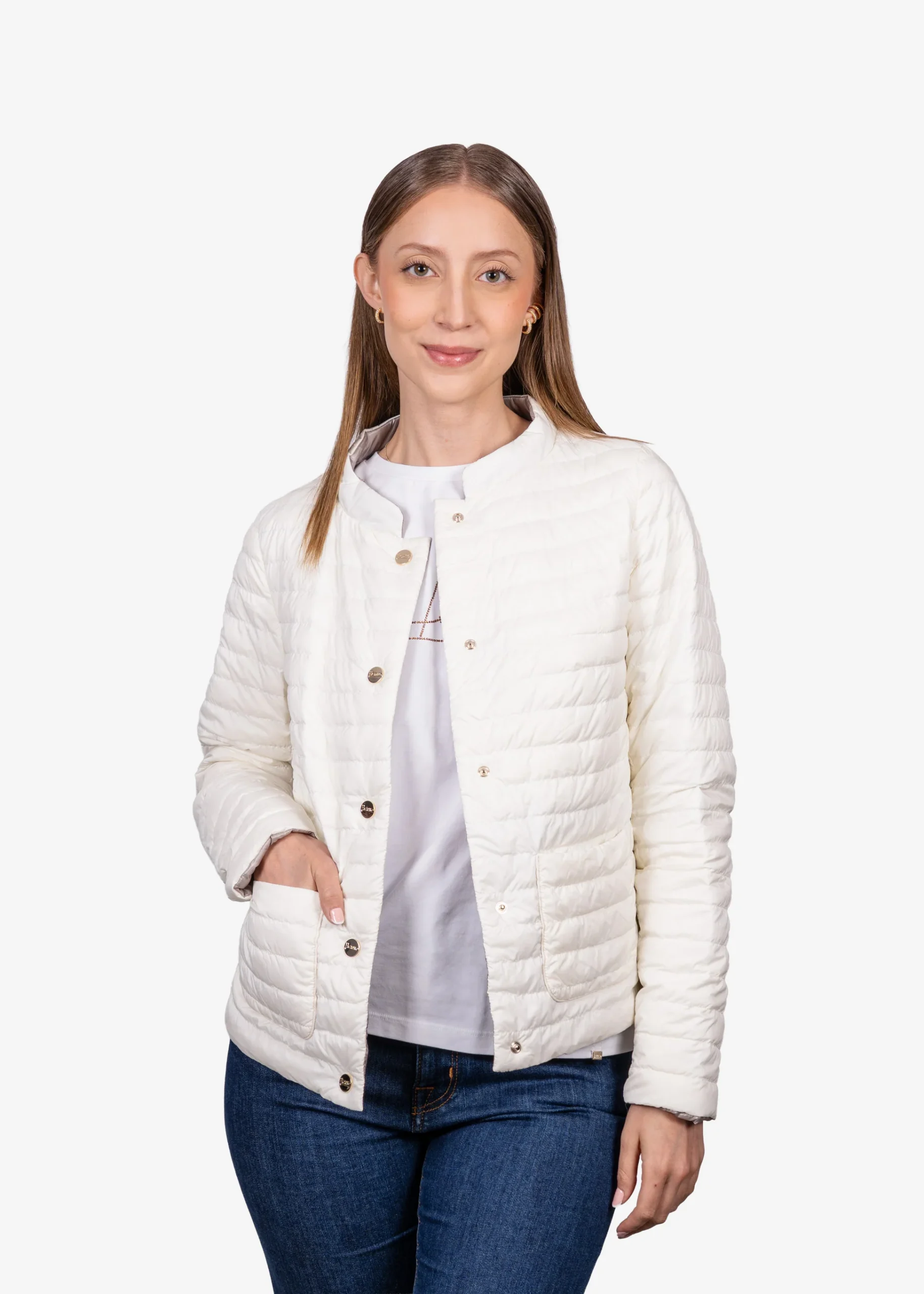 Chaqueta Acolchada Dama Marfil - Imagen 4