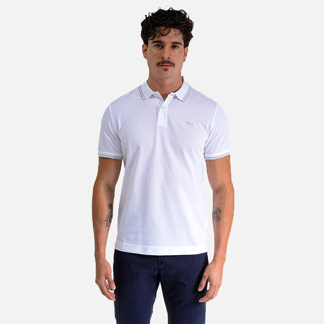 Camiseta Polo Blanca En Algodón H&B