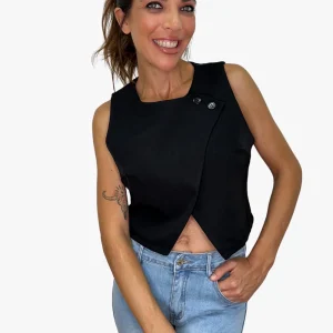 Chaleco boton superior Negro