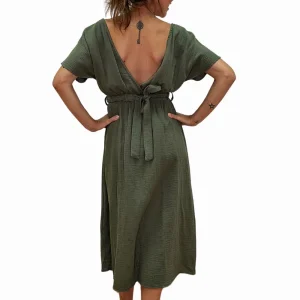 Vestido cintura trenzada Verde