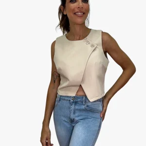 Chaleco boton superior Beige