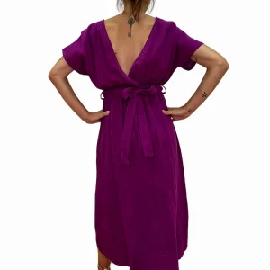 Vestido cintura trenzada Malva