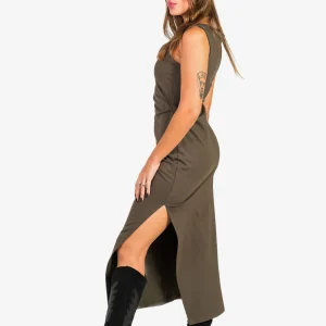 Vestido Fruncido Cintura Verde