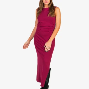 Vestido Fruncido Cintura Rojo