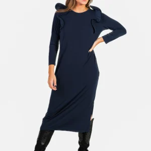 Vestido Punto Volante Hombro Marino