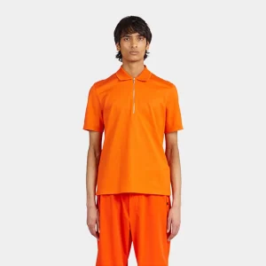 Camiseta Polo Naranja con Cremallera Hombre S.F.