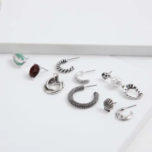 Set Aros Mocán Plateado Humana