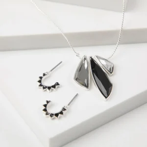 Set Collar Y Aros Siple Negro Tatienne