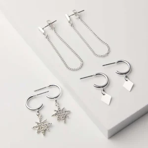 Set Aros Plateados Essential Chic Humana