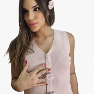 Top Punto Flores Rosa