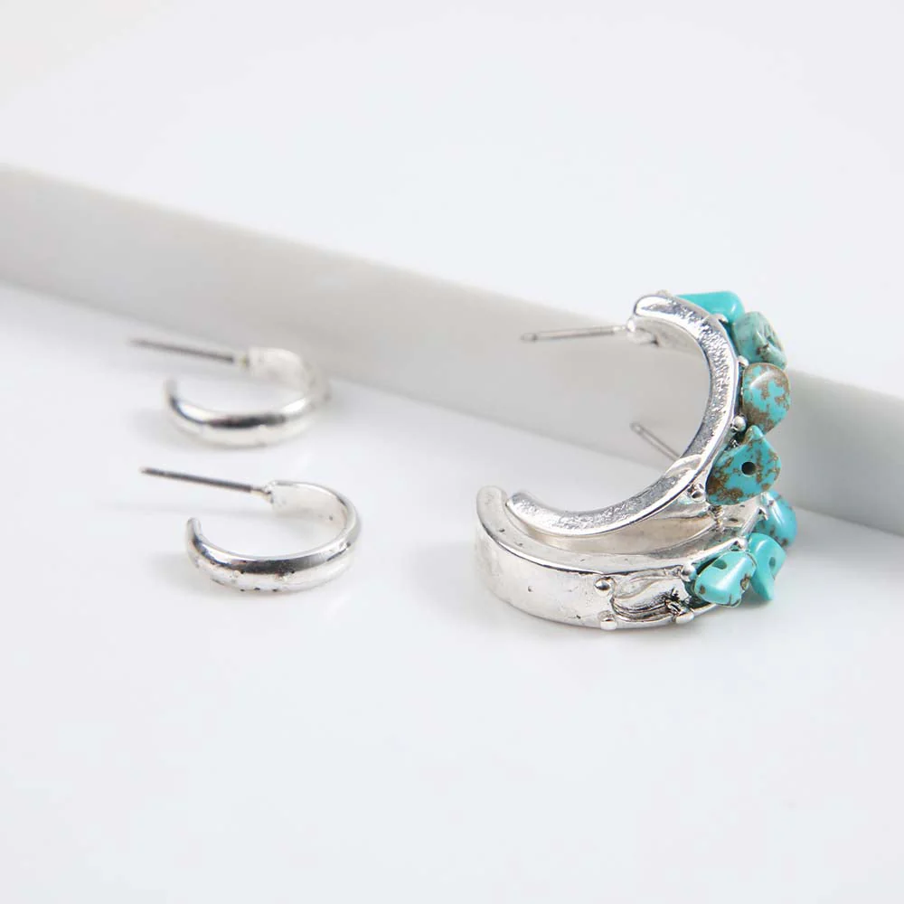 Set Aros Nieve Plateados Tatienne