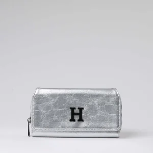 Billetera Grande Shiny Plateada Humana