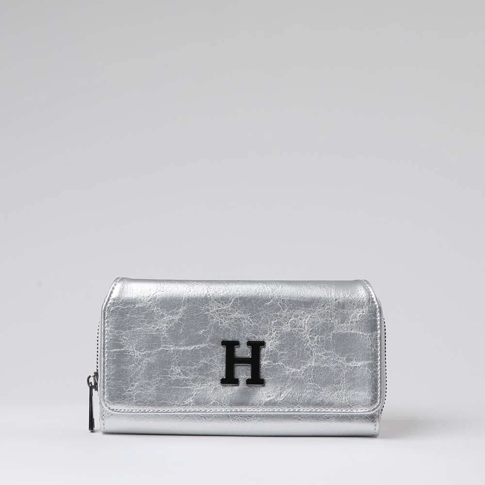 Billetera Grande Shiny Plateada Humana