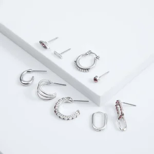 Set Aros Glicina Plateados Humana