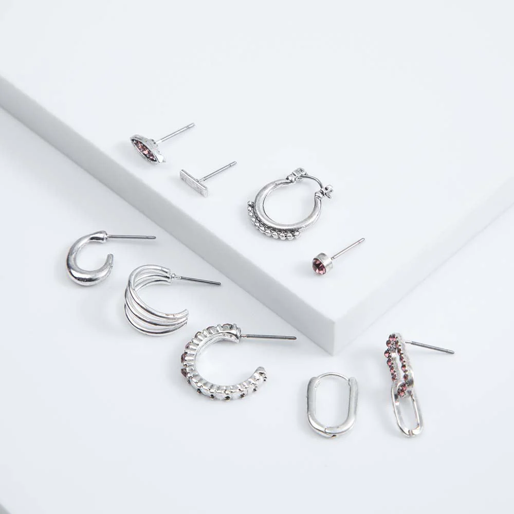 Set Aros Glicina Plateados Humana