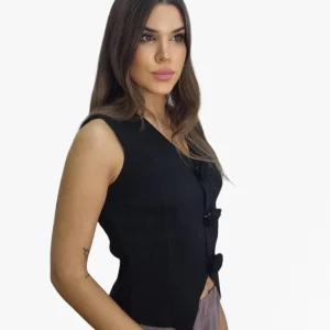 Top Punto Flores Negro