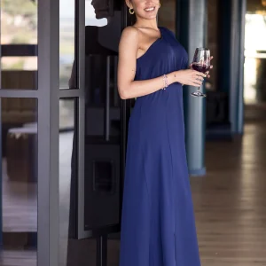 Vestido Asimetrico Manga Marino