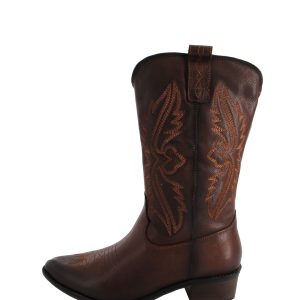 Bota Tejana Piel Bordada B Brown