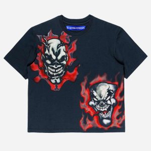 93 Sierra Crosses Flaming Faces T-shirt FW93SCFFT-BLU