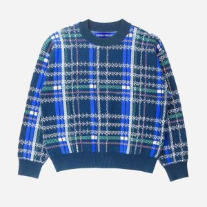 93 Sierra Crosses Tartan Knit Sweater FW93SCTKS-BLU