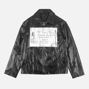 93 Sierra Crosses Crinckled Letter Jacket FW93SCCLJ-BLK