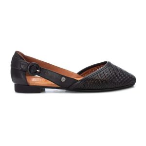 ZAPATO BAILARINA ABIERTA LATERAL PIEL 160760 (NEGRO) – CARMELA
