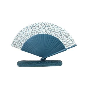 ABANICO CON FUNDA PIEL FLOR DE ROCA (80) VERDE – AMICHI