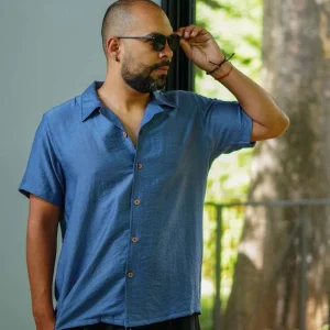 Camisa Loose Fit Azul