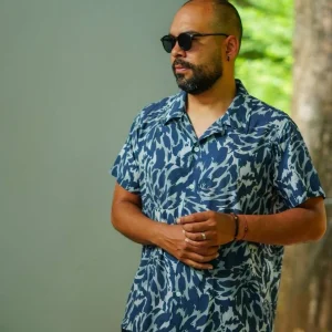 Camisa Loose Fit Print Azul