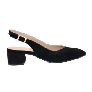 ZAPATO TACON DESTALONADO ANTE HEBILLA (751) NEGRO – ROBERTA CELLI