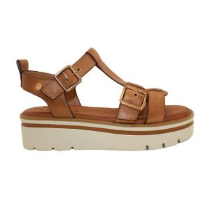 SANDALIA CUÑA PLATAFORMA PIEL HEBILLAS (16139301) CAMEL – CARMELA