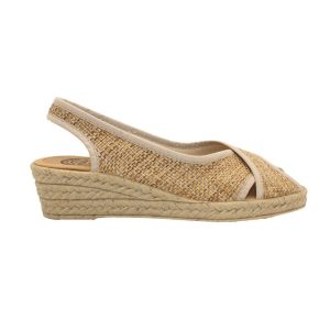 SANDALIA CUÑA GOMA OJAL CRUZADA (R18007) BEIG – ROAL