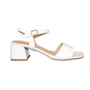 SANDALIA ABIERTA TACON HEBILLA (1217-H) (PIEL BLANCA) – TIZIANA