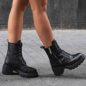 Botín acordonado Agnes - Napa Negro